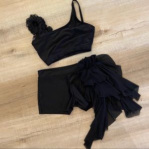 Black two piece dance outfit